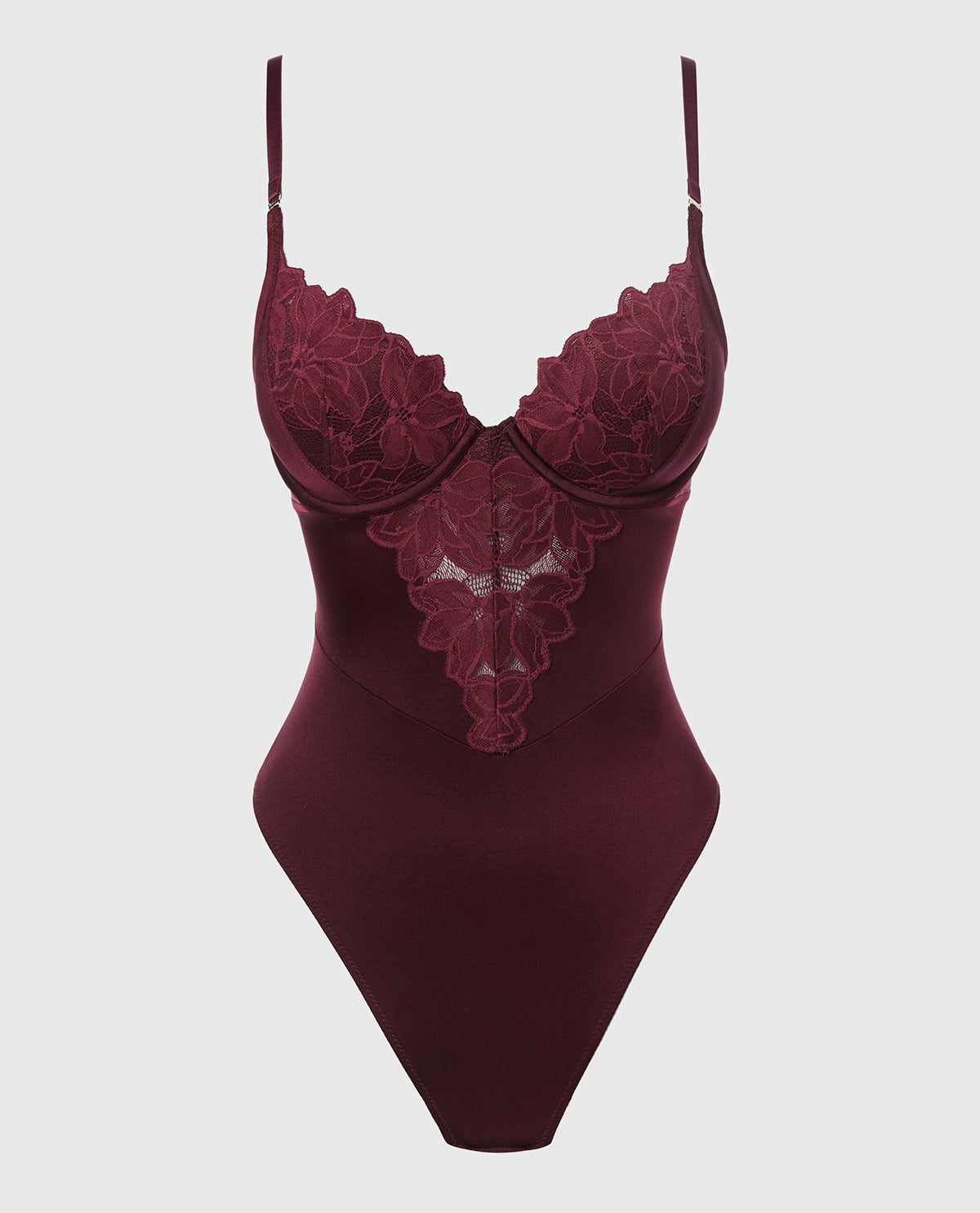 La Senza Push Up Demi bodysuit with reverie lace cup in Russian Ruby