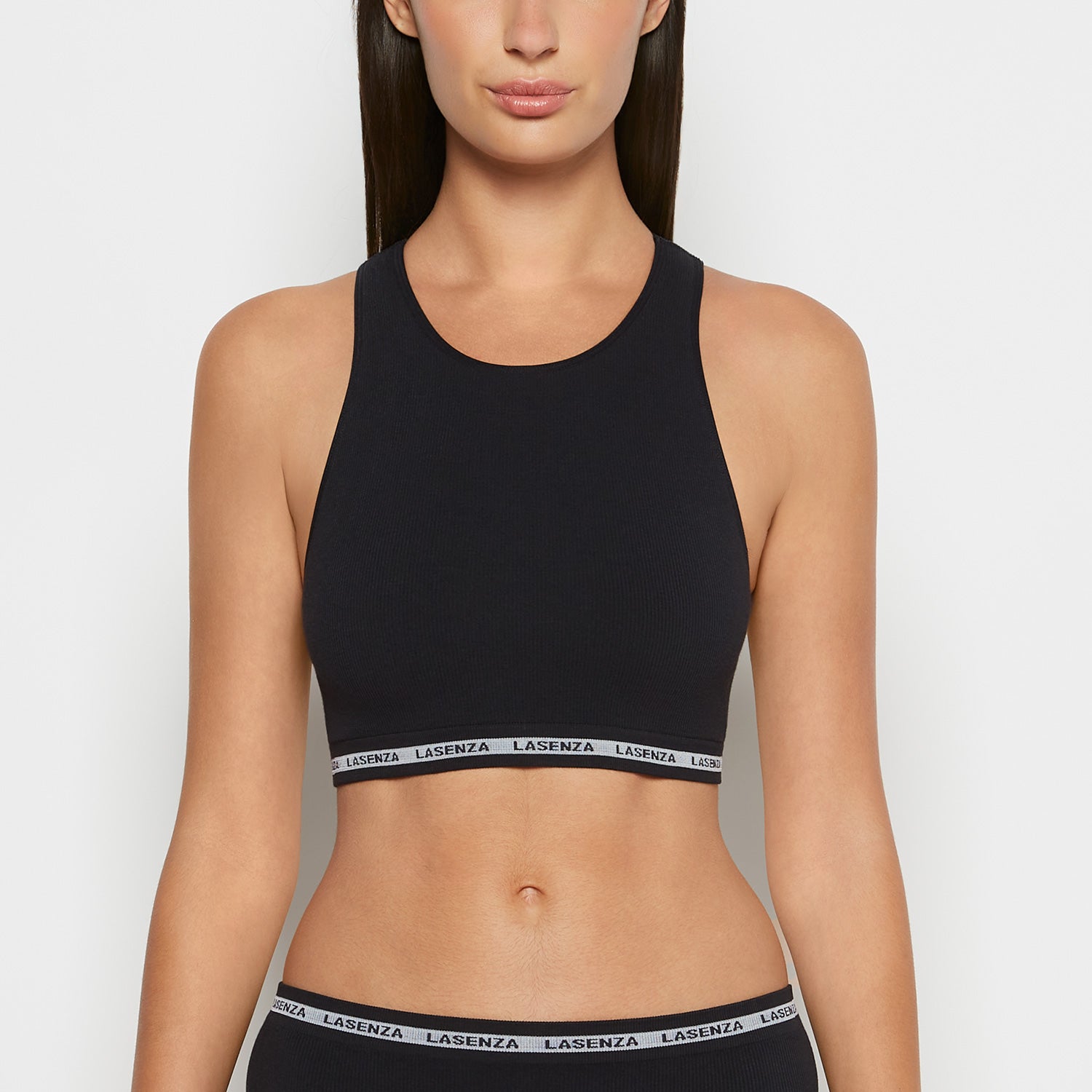 La Senza Seamless Crop Top in Tuxedo Black