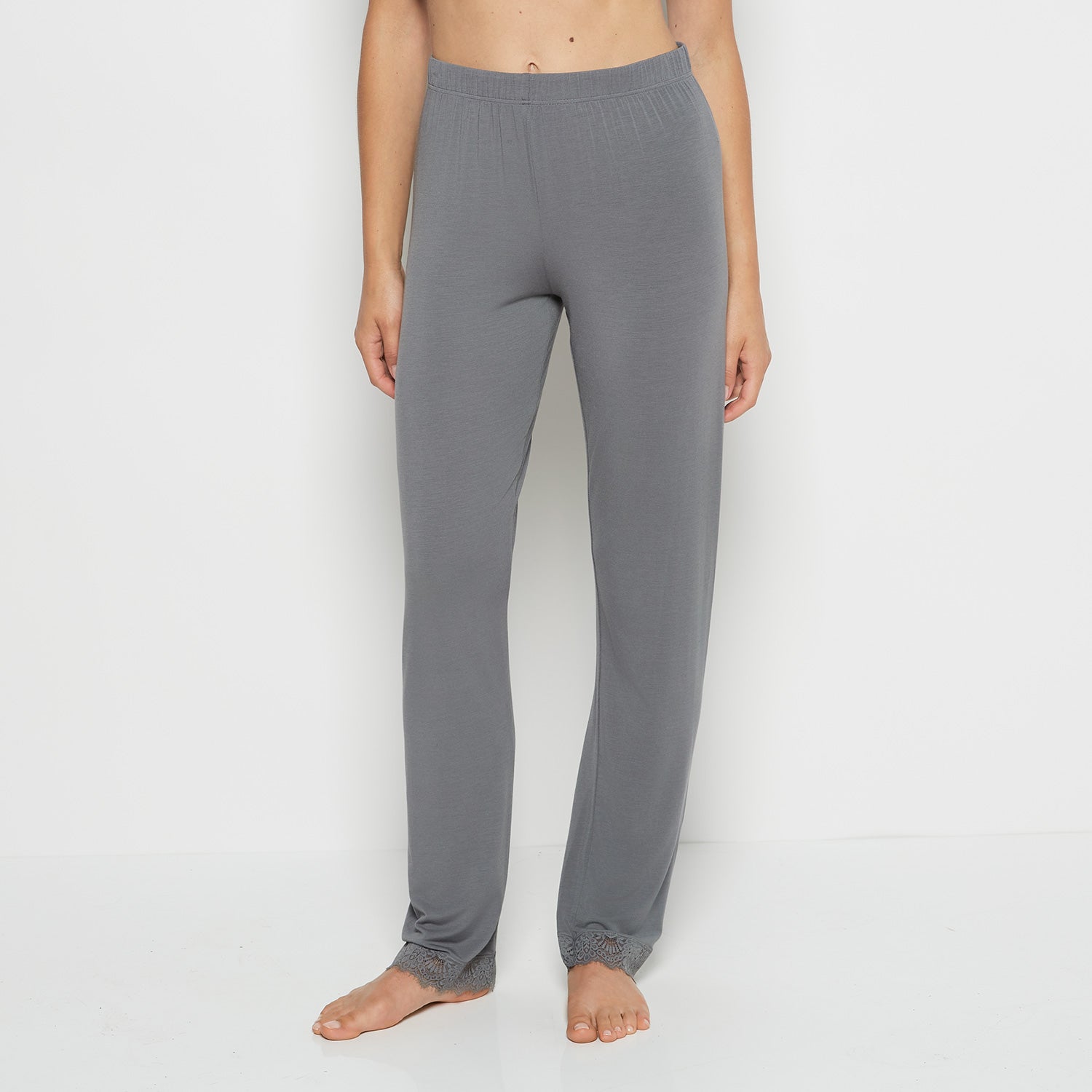 La Senza Modal with Lace Trim Sleep Set in Smoked Pearl