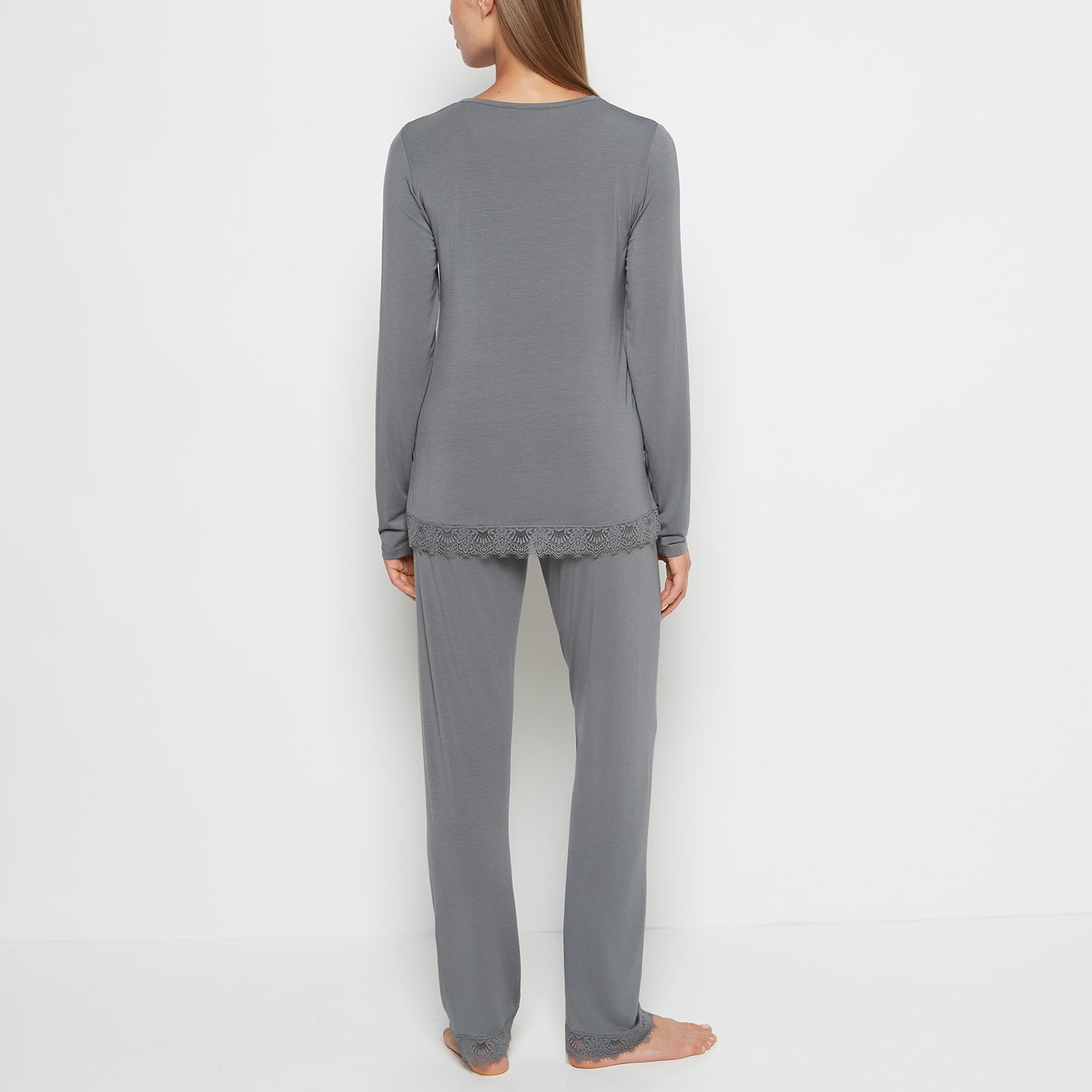 La Senza Modal with Lace Trim Sleep Set in Smoked Pearl