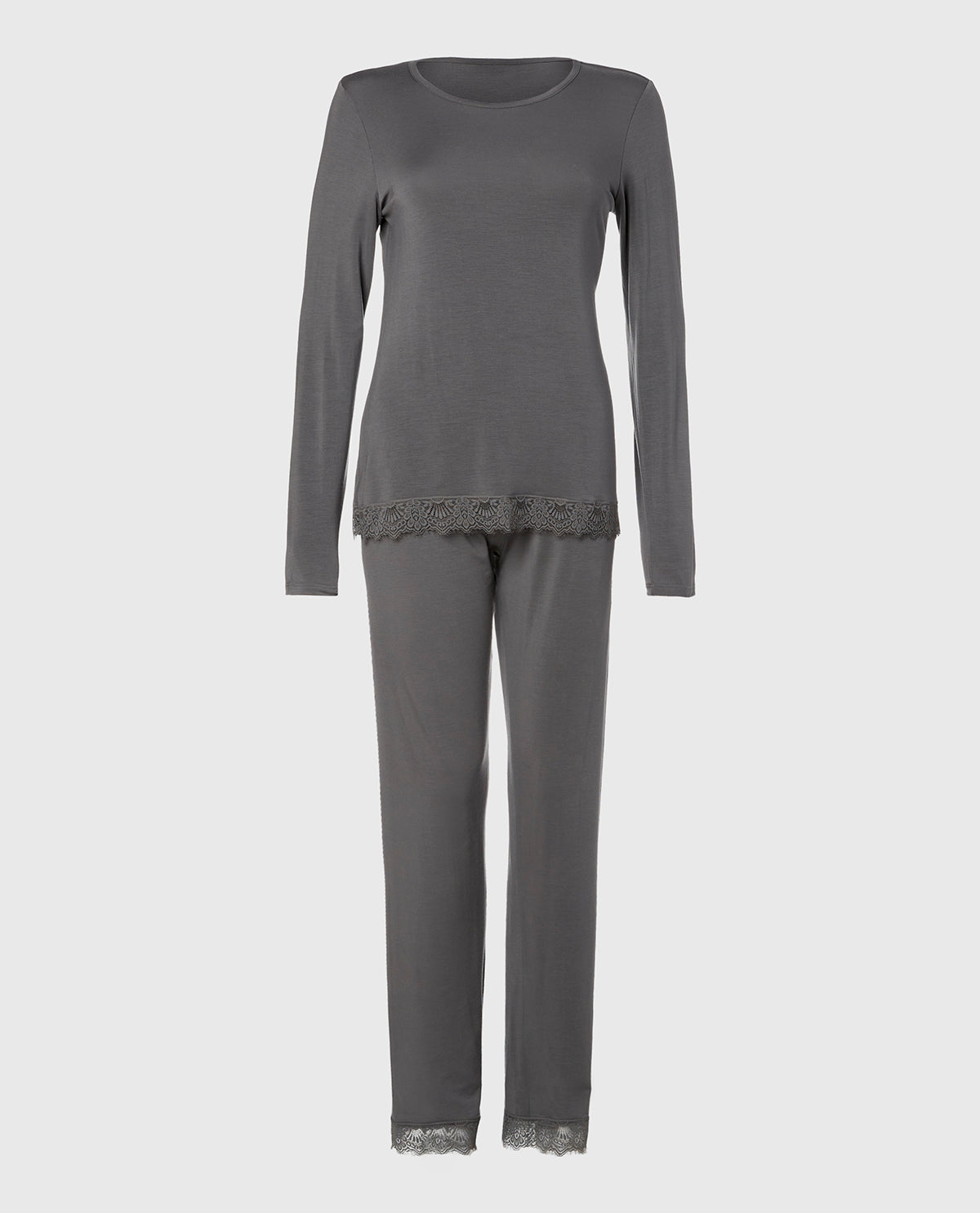 La Senza Modal with Lace Trim Sleep Set in Smoked Pearl