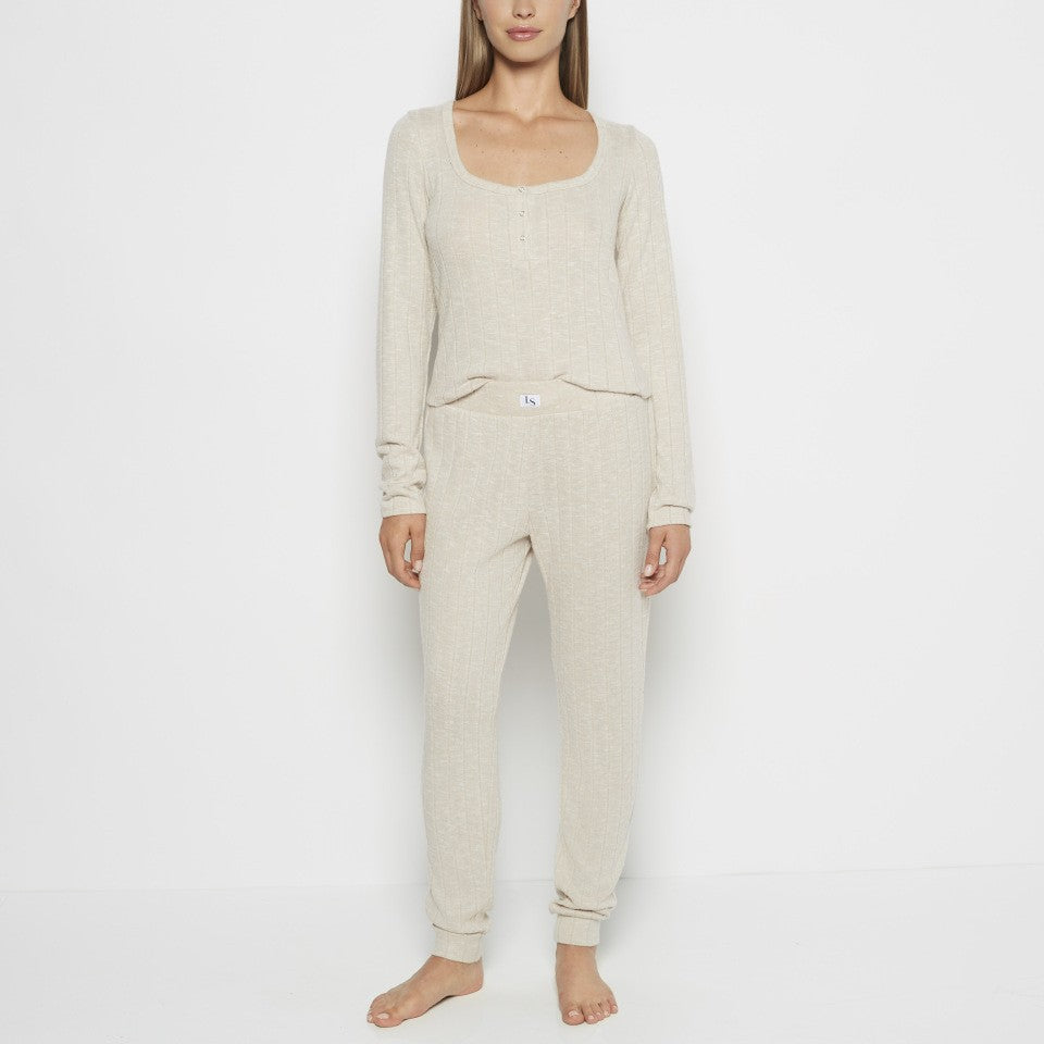 La Senza PJ Set with LS Logo Patch in Cozy Light Oatmeal