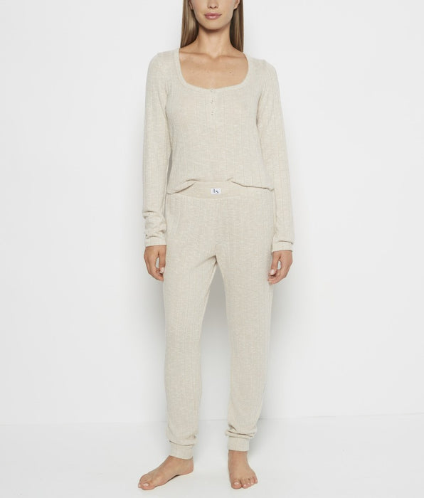 La Senza Ensemble pyjama avec écusson logo LS in Avoine légère délicate