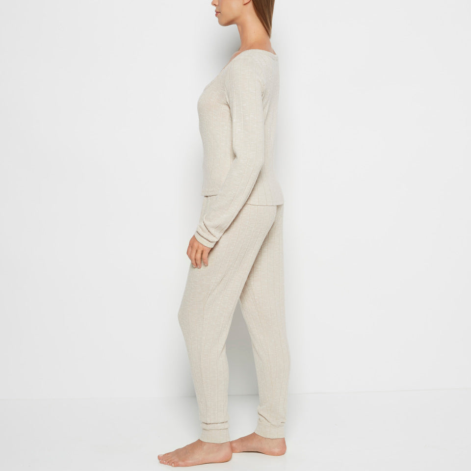 La Senza PJ Set with LS Logo Patch in Cozy Light Oatmeal