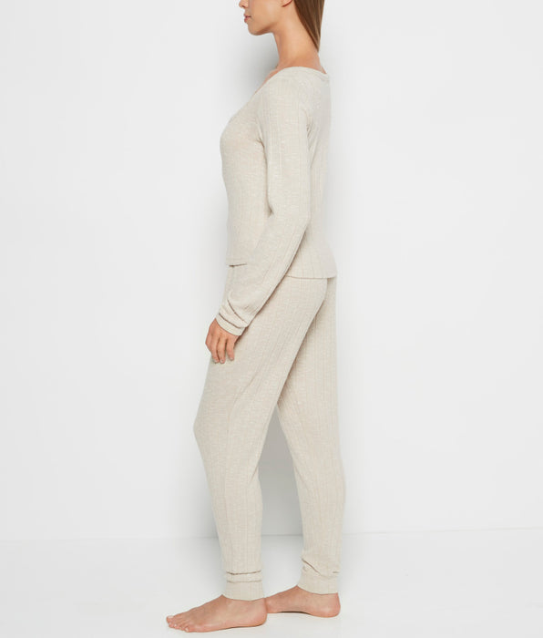 La Senza Ensemble pyjama avec écusson logo LS in Avoine légère délicate