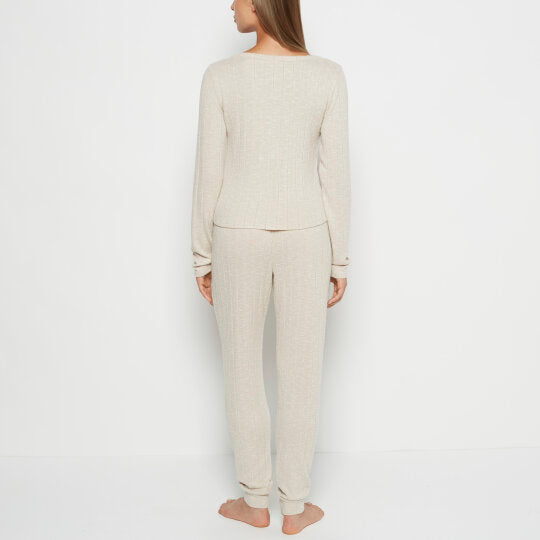 La Senza PJ Set with LS Logo Patch in Cozy Light Oatmeal