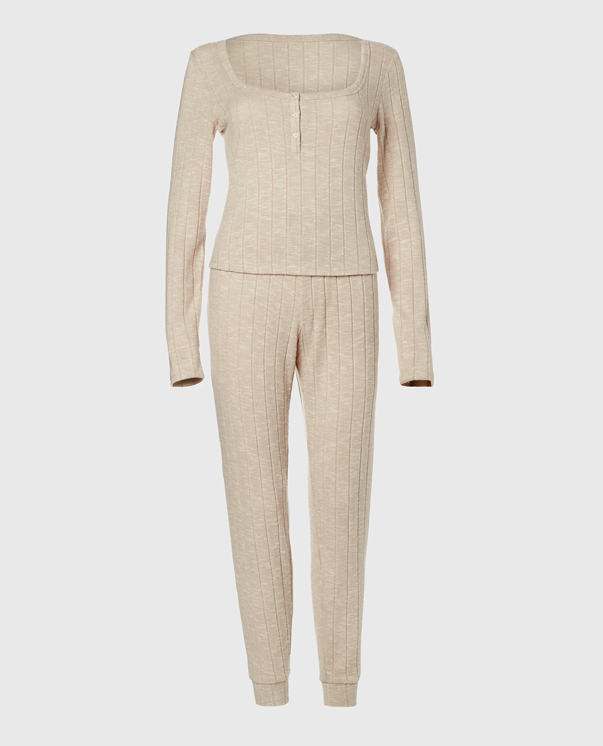 La Senza PJ Set with LS Logo Patch in Cozy Light Oatmeal