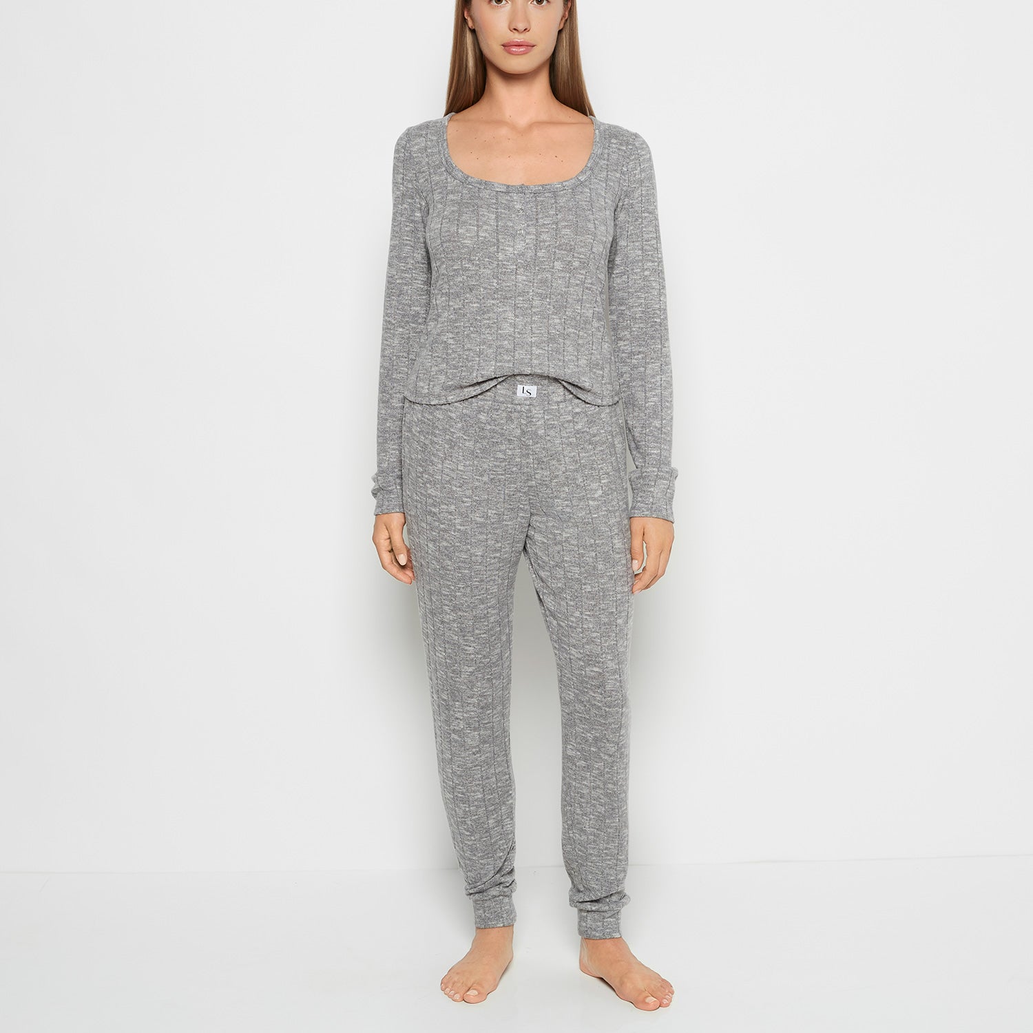 La Senza PJ Set with LS Logo Patch in Light Grey Cozy