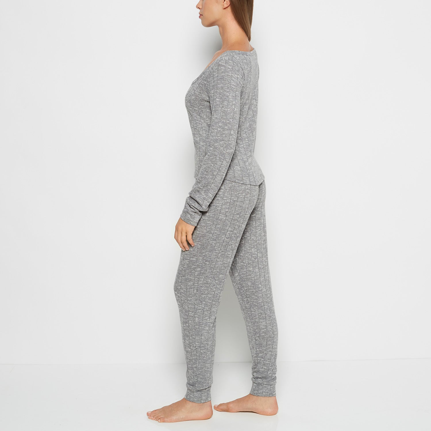 La Senza PJ Set with LS Logo Patch in Light Grey Cozy