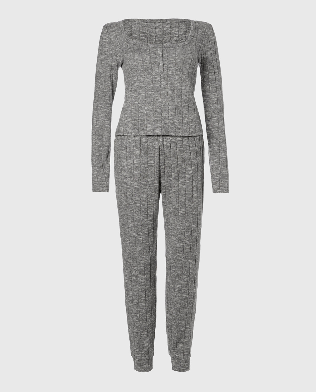 La Senza PJ Set with LS Logo Patch in Light Grey Cozy