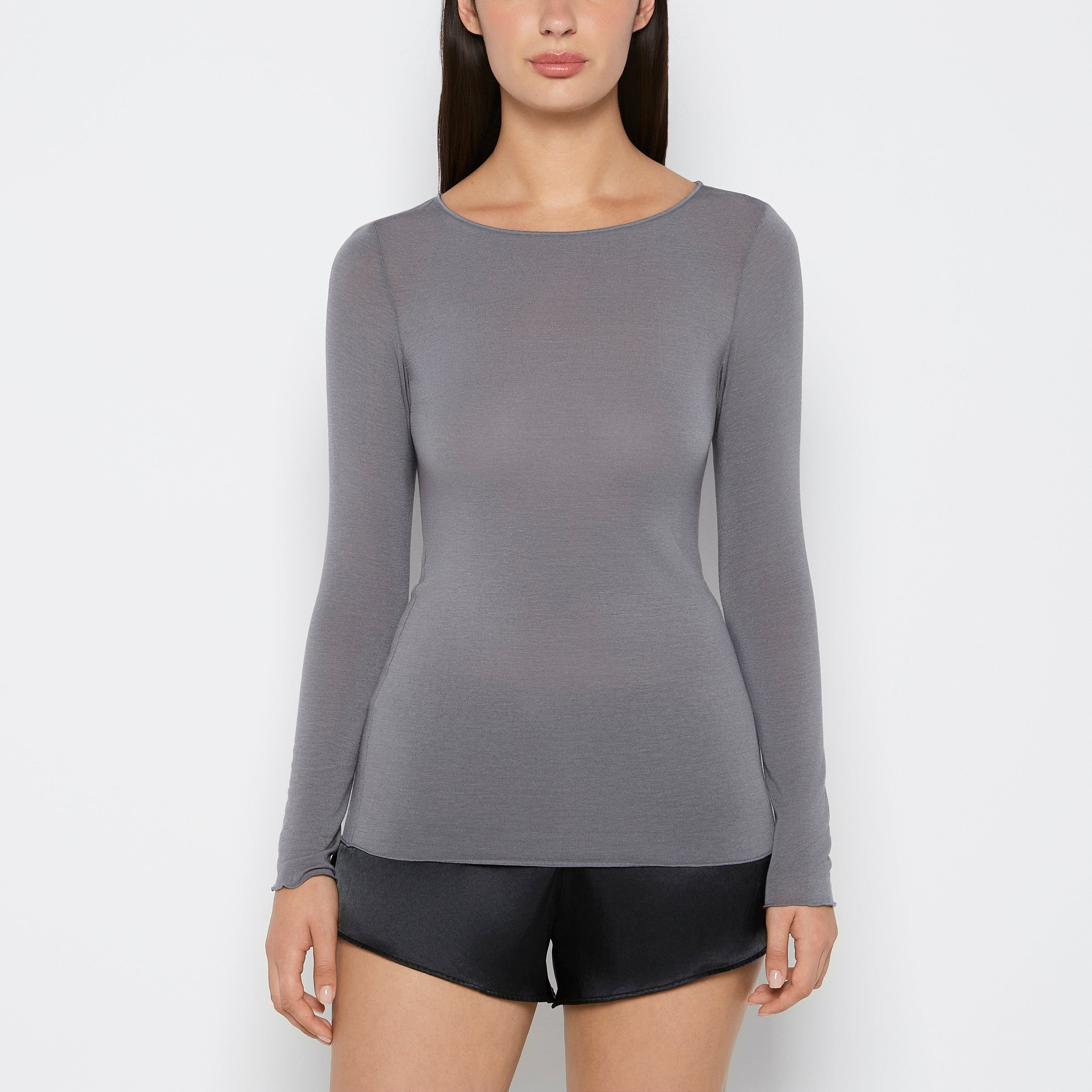 La Senza Long Sleeve Modal/Cashmere in Heather Grey