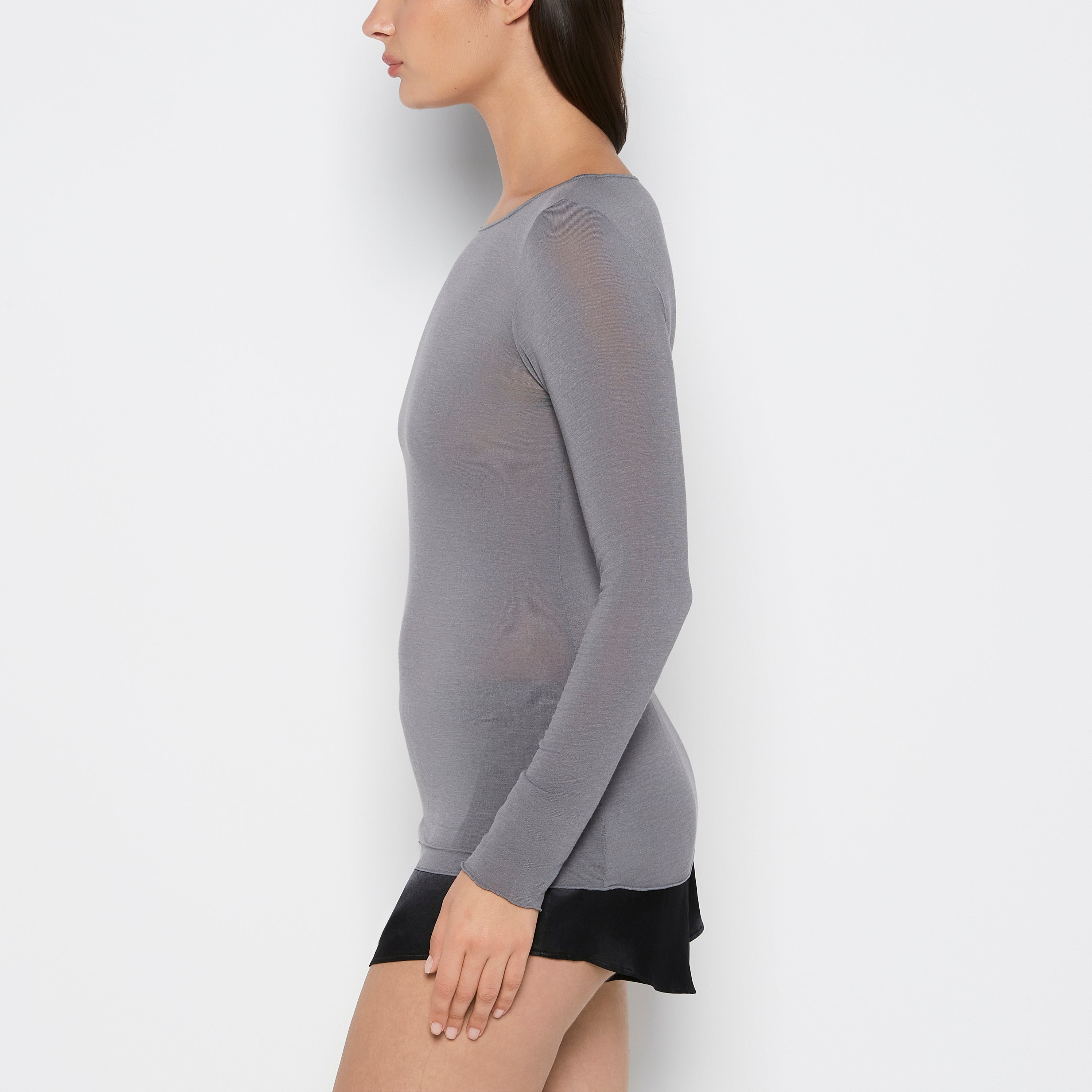 La Senza Long Sleeve Modal/Cashmere in Heather Grey