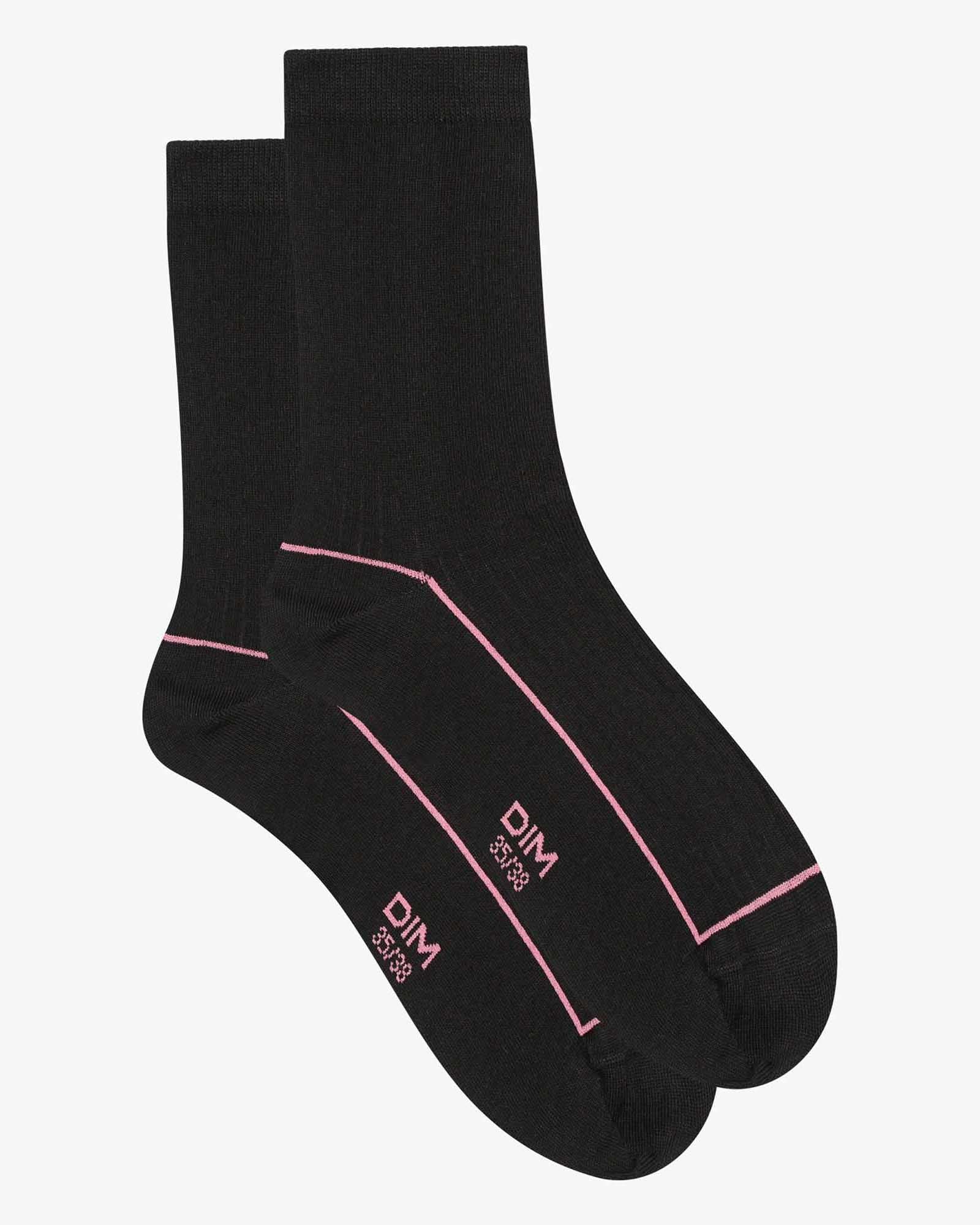 La Senza Cotton Sports Crew Sock in Black