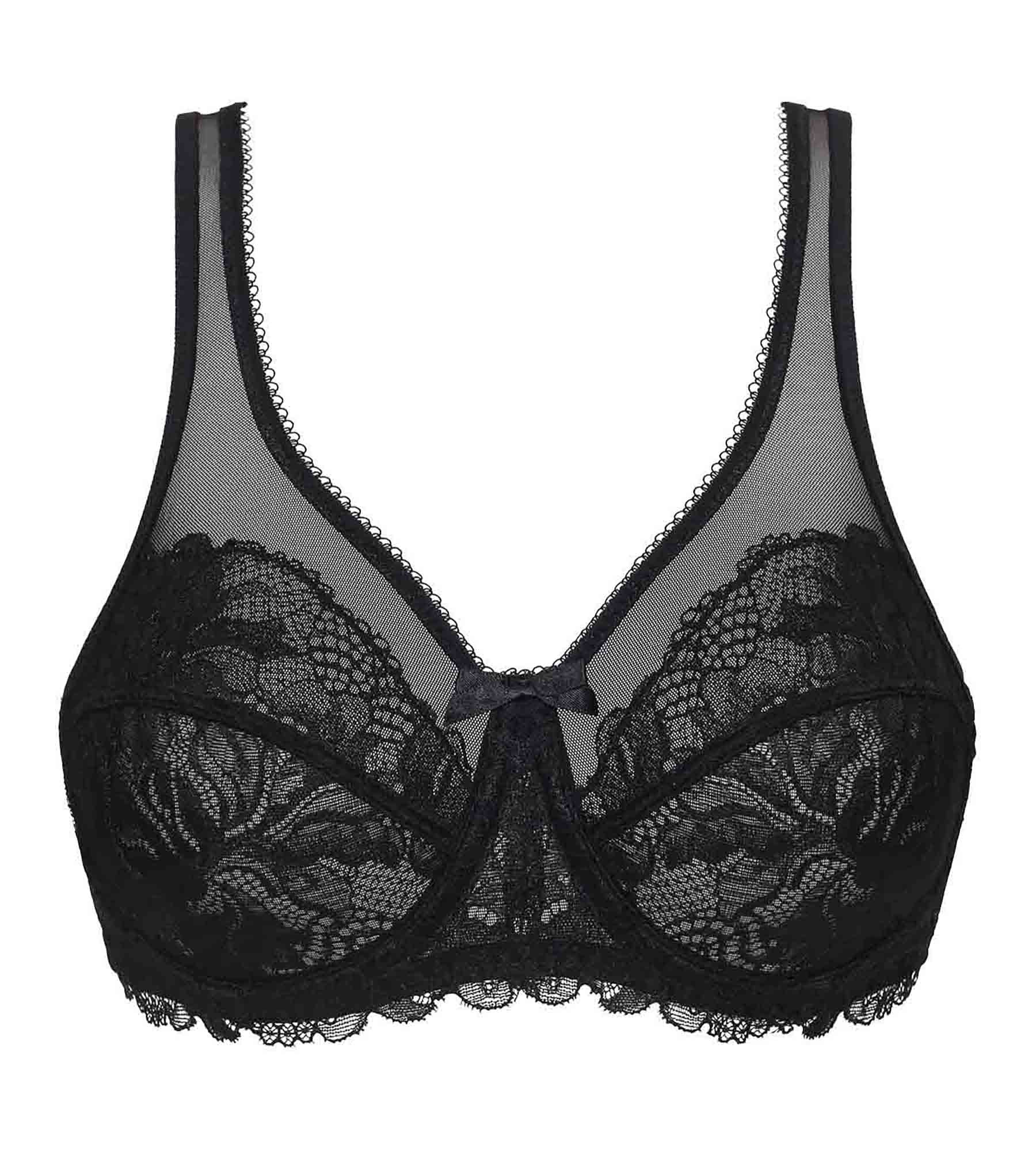 La Senza Generous Essential Lace Full Cup Bra in Tuxedo Black