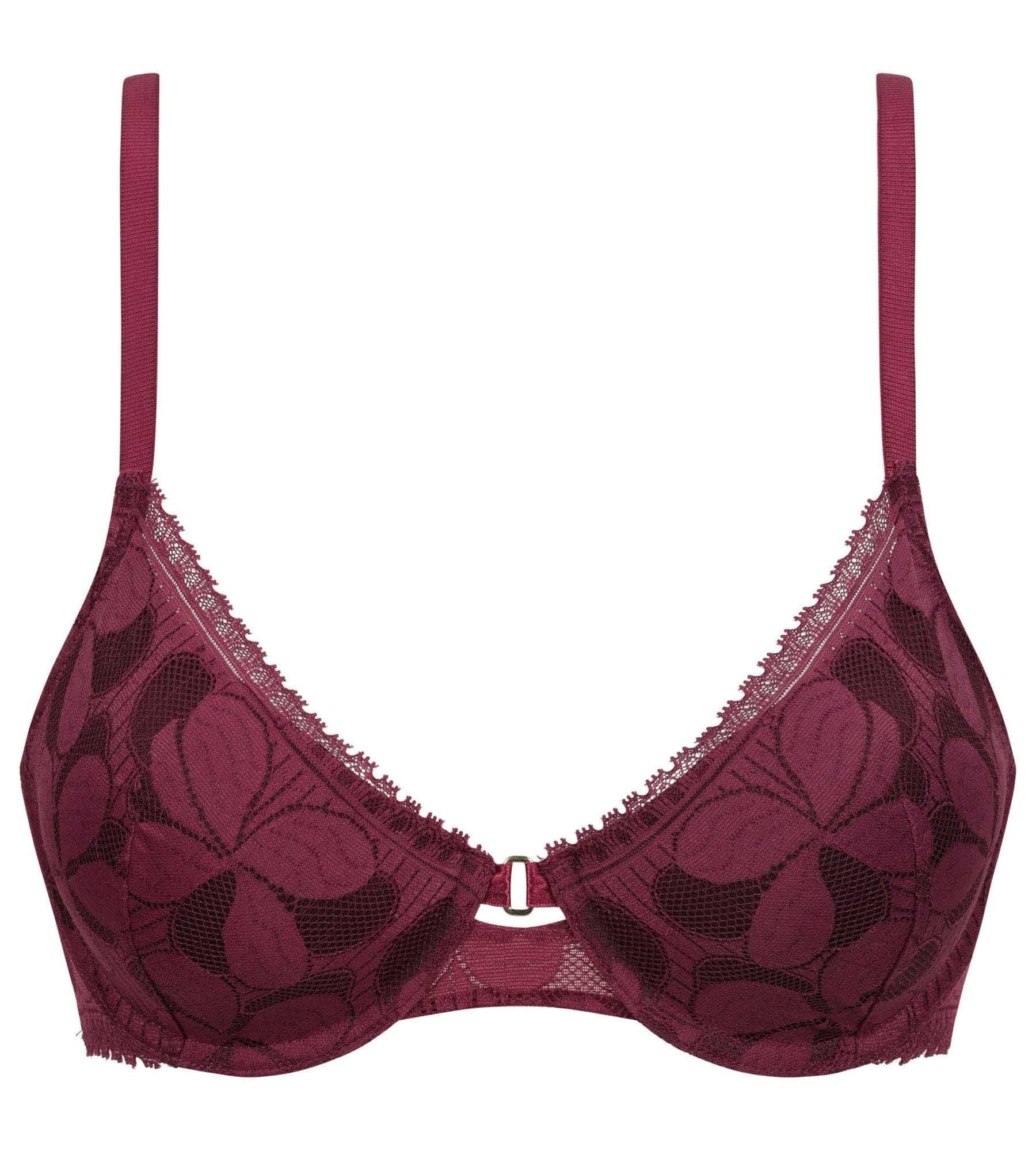 La Senza Lace Art Flowers Underwired Basket Bra in Beaujolais