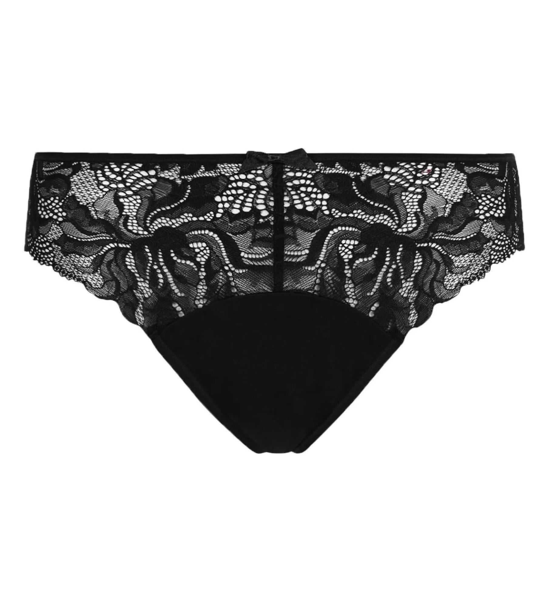 La Senza Generous Essential Microfiber and Lace Briefs in Tuxedo Black