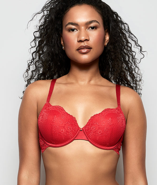 La Senza Soutien-gorge couvrant légèrement doublé tout en dentelle rouge cosmo