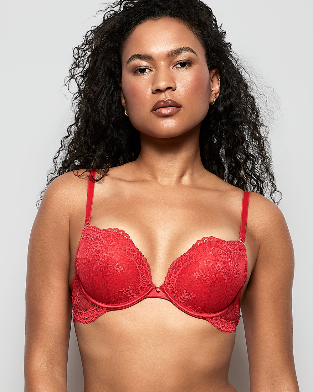 La Senza Allover Lace Push Up Bra in Cosmo Red