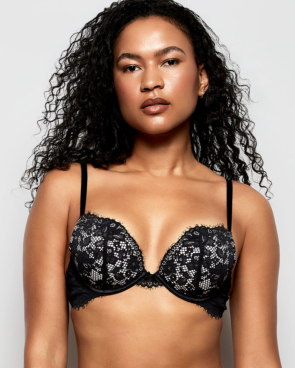 La Senza Lace Push Up Bra in Black and Pink