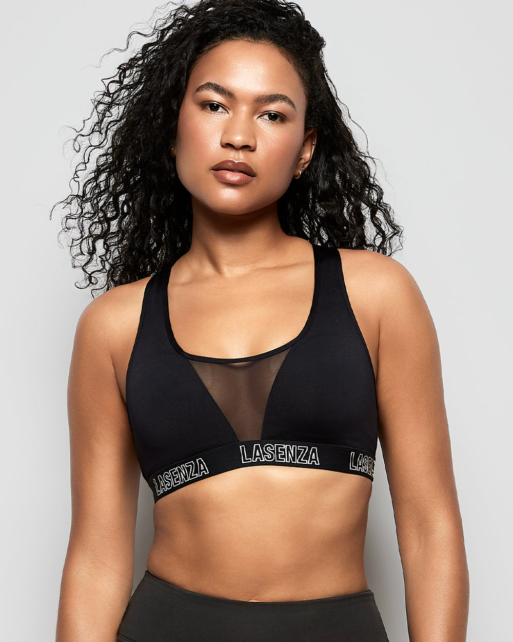 La Senza Low Impact Sports Bra with Logo in Smoulder Black