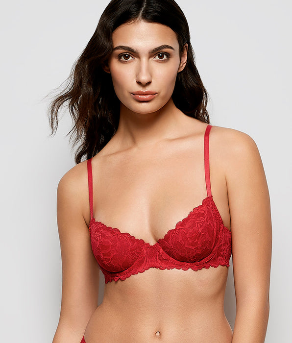 La Senza Unlined Demi Bra with Allover Lace in Cosmo Red