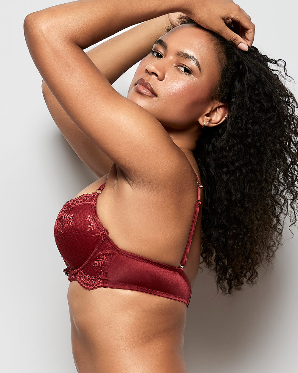 La Senza Push Up Bra with Lace Overlay in Opulent Red