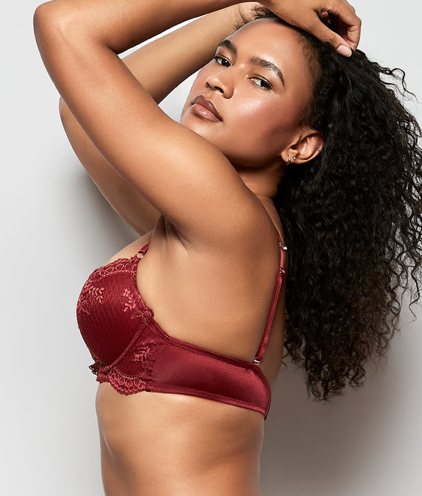 La Senza Push Up Bra with Lace Overlay in Opulent Red