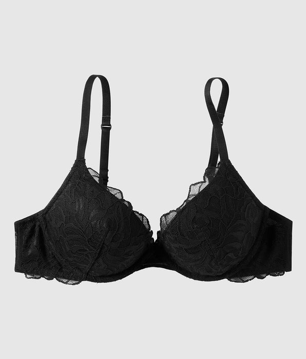 La Senza Push Up Plunge Bra with Lace Overlay