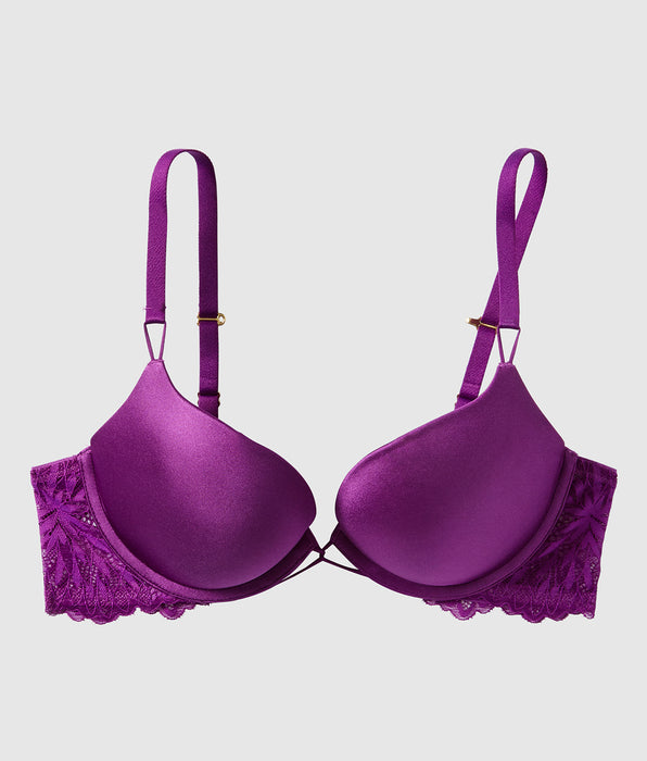 La Senza Push Up Bra with Lace Overlay in Sparkling Grape