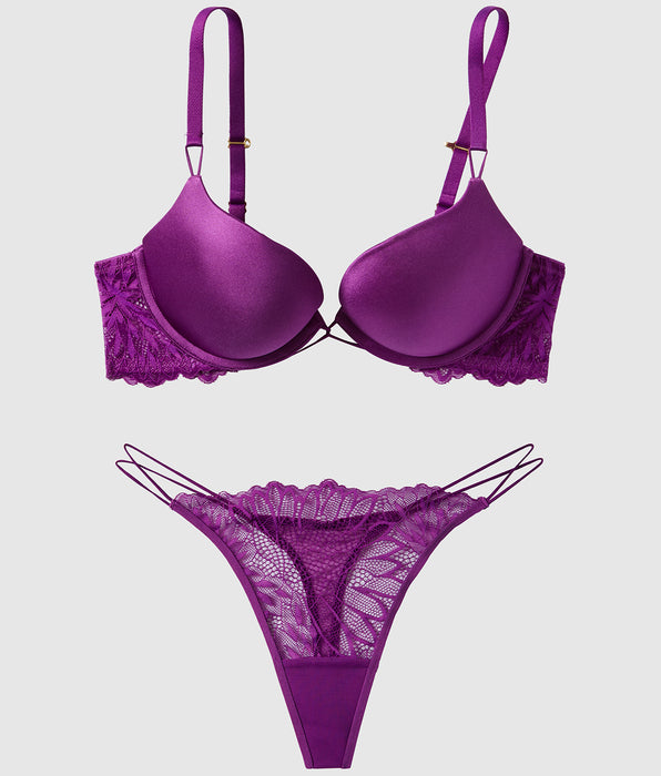 La Senza Push Up Bra with Lace Overlay in Sparkling Grape