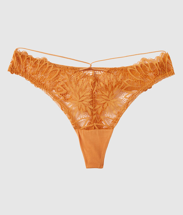La Senza Culotte string en dentelle Diva à jambes hautes couleur Golden Hour