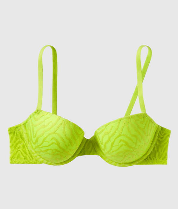 La Senza Lightly Lined Demi Bra With Allover Mesh in Limelight