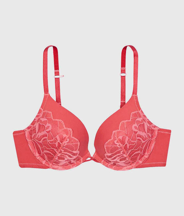 La Senza Push Up Plunge Bra with Lace Overlay