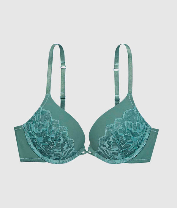 La Senza Push Up Plunge Bra with Lace Overlay