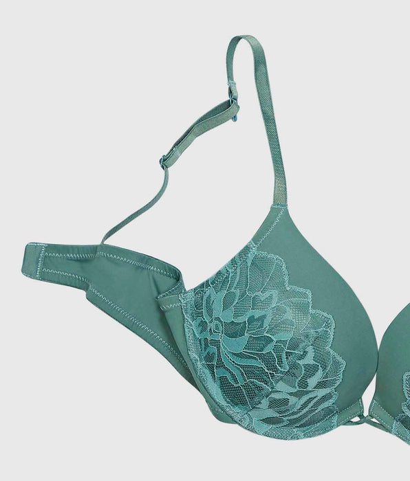 La Senza Push Up Plunge Bra with Lace Overlay