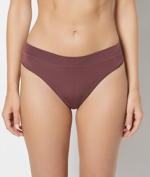 La Senza Smooth Comfort High Leg Thong in Plum Wine