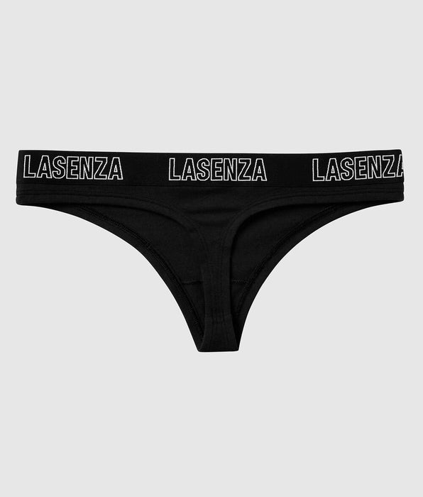 La Senza Thong Panty With Logo in Smoulder Black