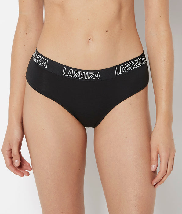La Senza Hipster Panty With Logo in Tuxedo Black
