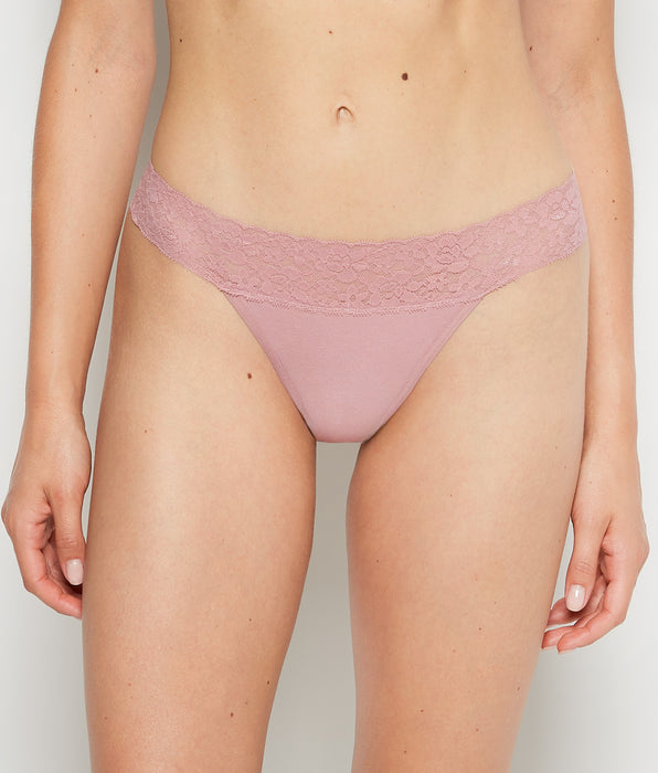 La Senza Thong Panty With Lace Trim in Sheer Mauve