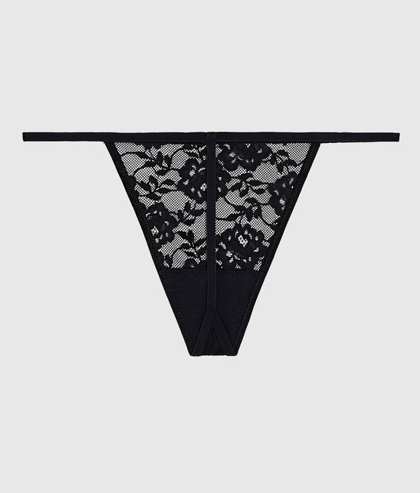 La Senza Lace G-String Panty in Tuxedo Black