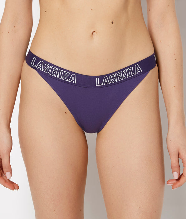 La Senza Mini Cheeky Panty With Logo in Mulberry Purple