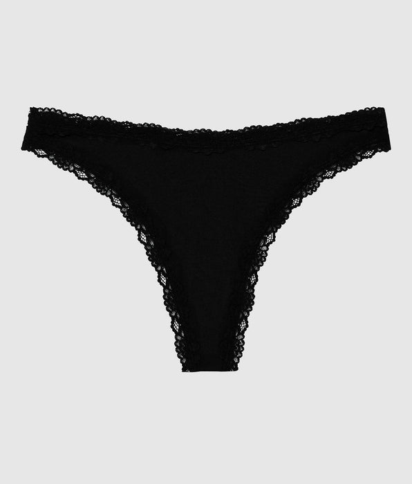 La Senza High Leg Thong Panty in Smoulder Black