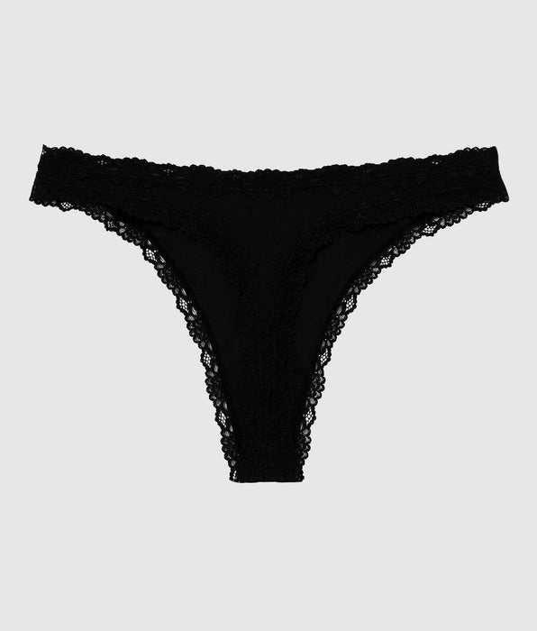 La Senza High Leg Thong Panty in Smoulder Black