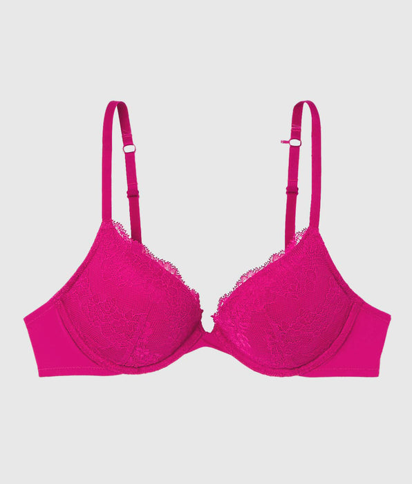 La Senza Push Up Plunge Bra with Lace Overlay
