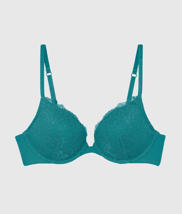 La Senza Push Up Plunge Bra with Lace Overlay