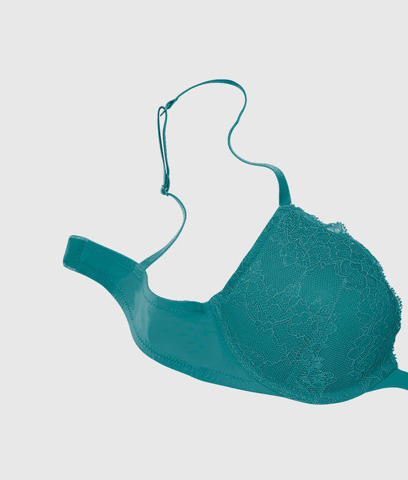 La Senza Push Up Plunge Bra with Lace Overlay
