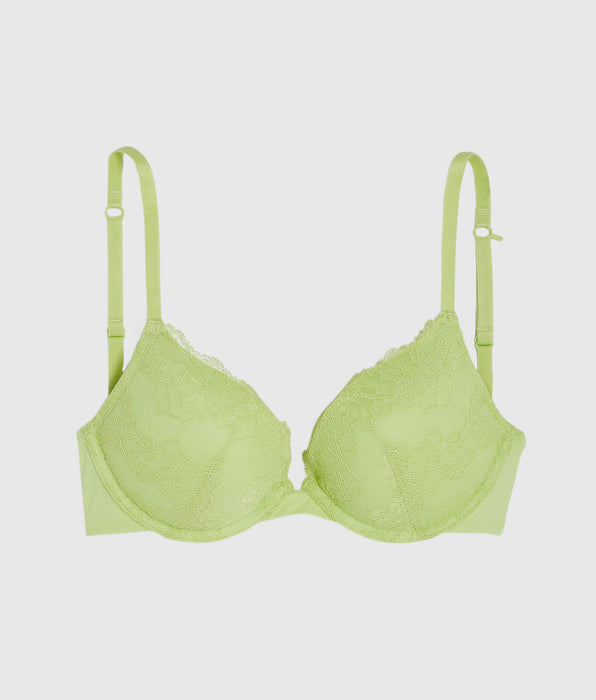 La Senza Push Up Plunge Bra with Lace Overlay