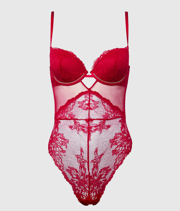 La Senza Lace Bodysuit in Crimson