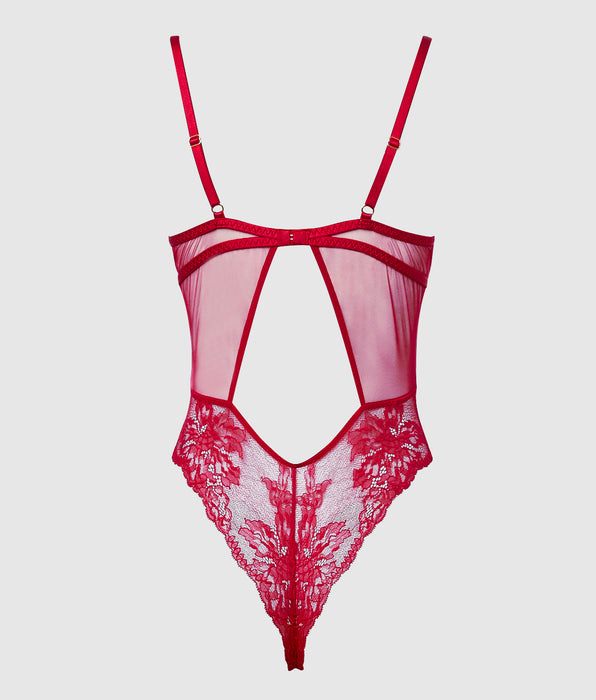 La Senza Lace Bodysuit in Crimson