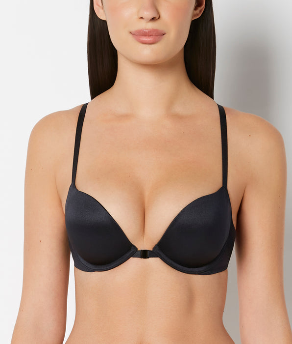 La Senza Push Up Bra with Front Clasp in Black